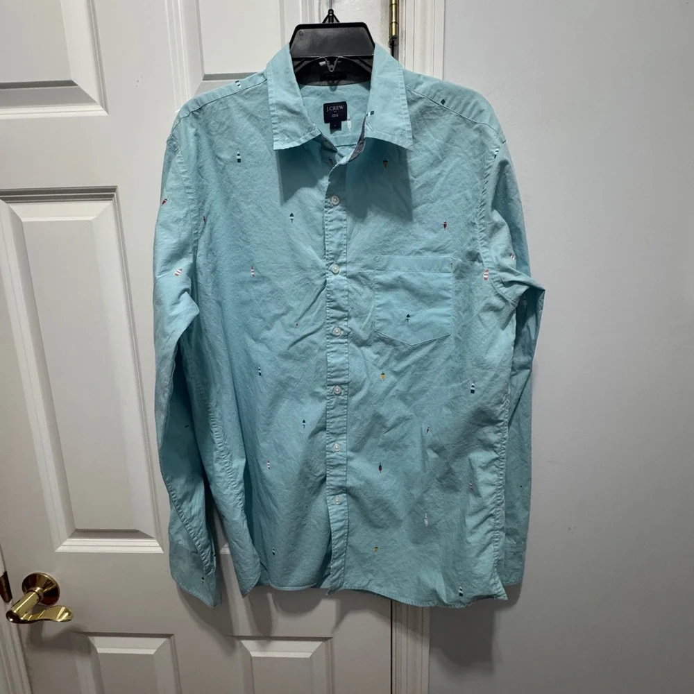 J. Crew Blue Casual Button Down cotton buoy Shirt size large